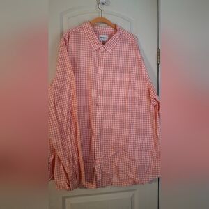 Goodfellow & Co Button Up Shirt Mens Medium Orange Plaid Long Sleeve sz 4XB tall